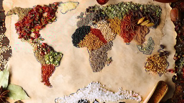  World Map made up of foods from the regions they belong to 