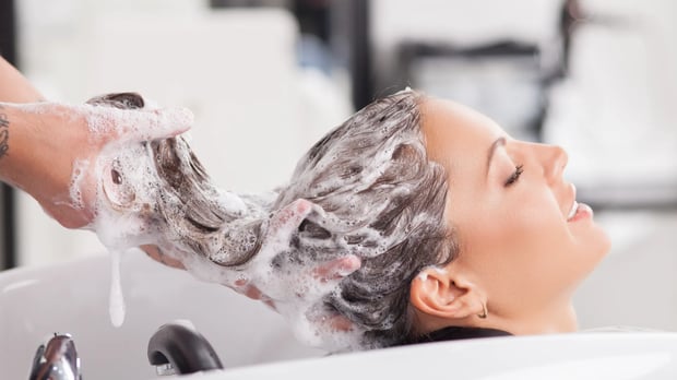  Person getting hair washed 