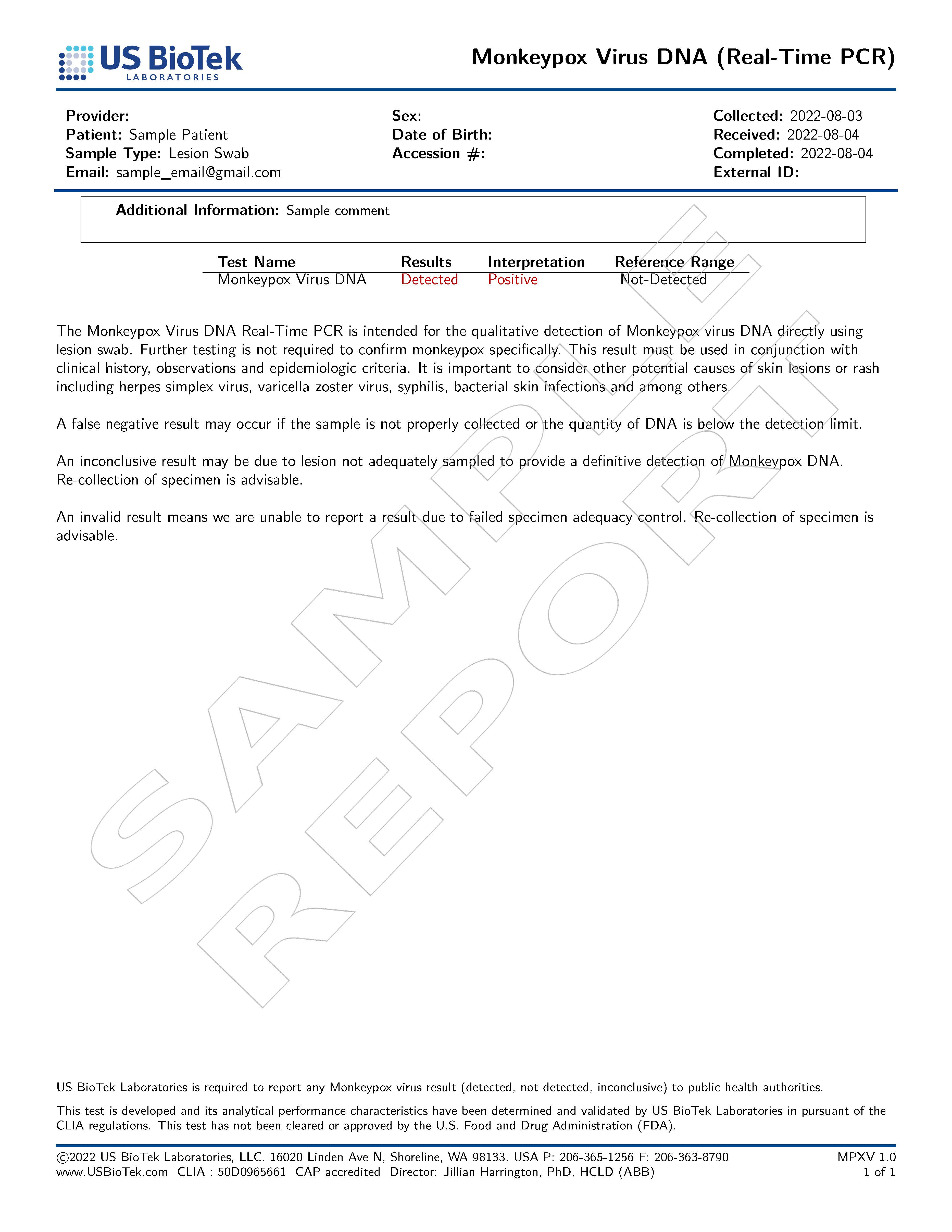 Sample Report - MonkeyPox - Positive